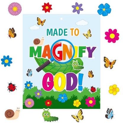 WorldBazaar 12 Pack VBS Magnify God Crafts for Kids Classroom Decor