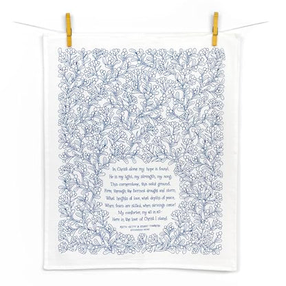 Little Things Studio - in Christ Alone Hymn Tea Towel, Dark Blue, 28 x 28 - color: In Christ Alone – Blue