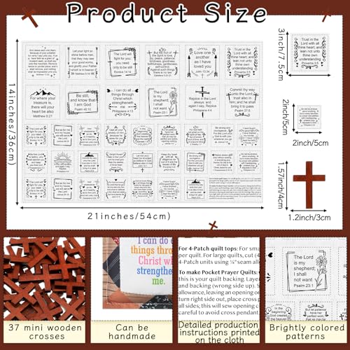 Fanfanwin 38 Sets Prayer Quilt Squares with Crosses, Cute, Brown - color: Brown, style: Cute