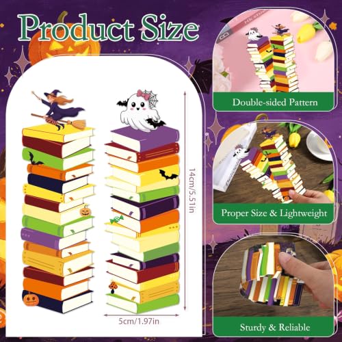 Halloween Book Tracker Bookmarks - 150 Pcs Bookshelf Bookmark Pumpkin Ghost Witch Double-Sided Page Book Markers Gifts for Women Men Office Reading Holiday Party Rewards Supplies - color: Halloween Pumpkin Ghost