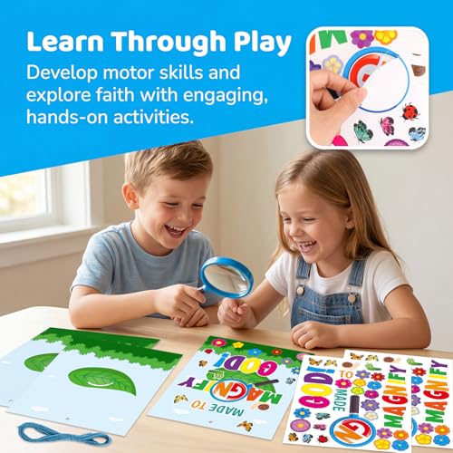 WorldBazaar 12 Pack VBS Magnify God Crafts for Kids Classroom Decor