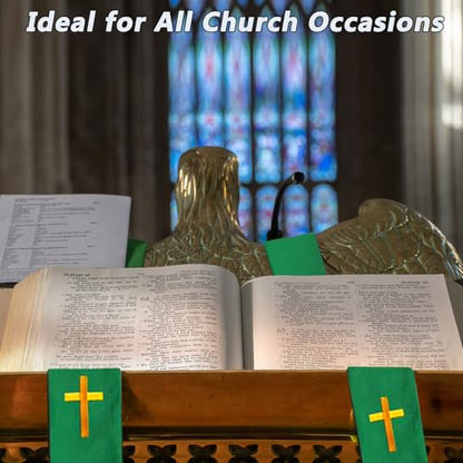 3-Piece Church Parament Set, Reversible Pulpit & Communion Linens - color: Purple and Green