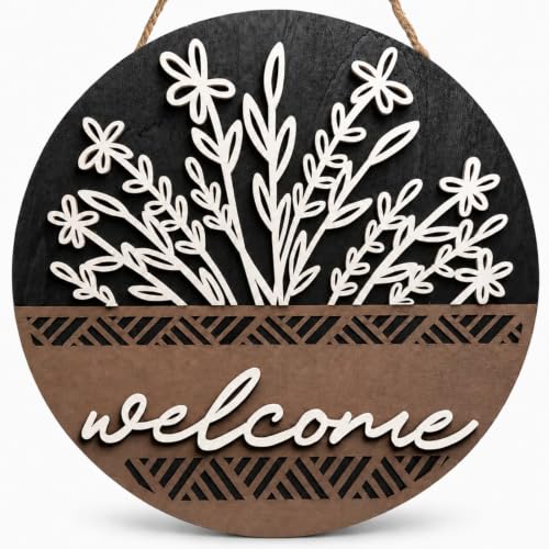 17.7" 3D Welcome Sign for Front Door Wall Hanging Decor for Home - color: black-L