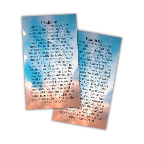 Psalms 91 Prayer for Protection Wallet Cards 30pk 2x3.5” Verses Black Gray Ombre Design New Drivers Pocket Encouragement Sky Colorful