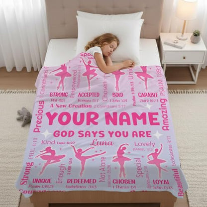 Personalized Ballet Blanket,Custom Ballet Dance Gifts for Christian - color: Ballet-custom, size: 50"x60"