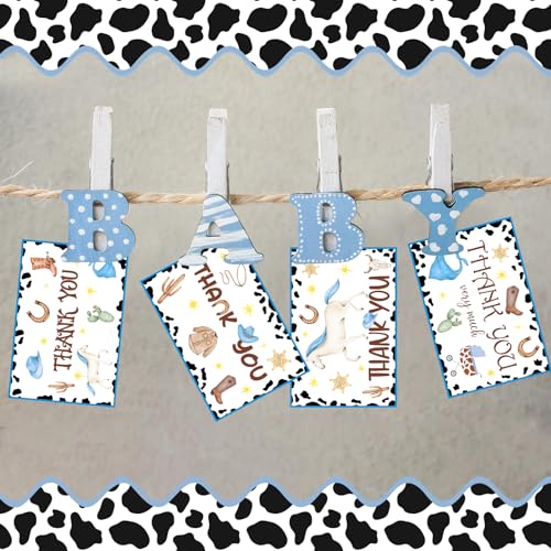 60 Pieces Little Cowboy Baby Shower Thank You Cards,Western Rodeo Thank You Cards Includes 30 Pieces Envelopes and 30 Pieces Cowboy Cards with Stickers for Baby Shower Wedding Bridal - color: cowboy
