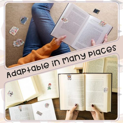 Nezyo 24 Pcs Magnetic Bookmarks Foldable Page Markers Students,Book - style: Book
