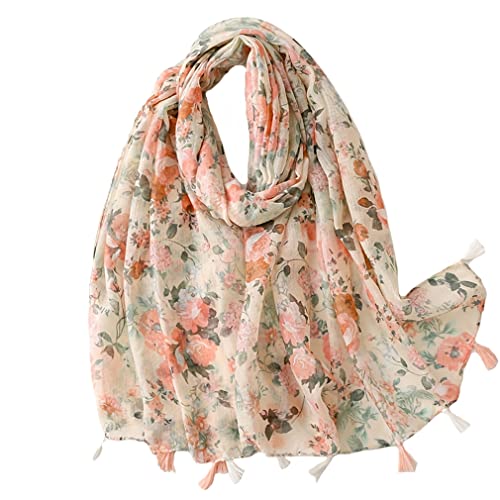 Yeieeo Boho Scarf for Women Lightweight Floral Printed Scarf Fall Winter Fashion Fringed Shawl - color: Floral 29