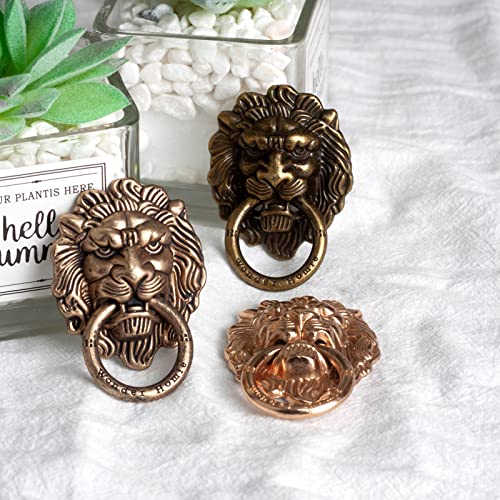 [2 Pack] Lion Head Cell Phone Ring Holder Stand, Finger Ring Kickstand with Polished Metal Phone Grip, Smartphone Accessories（Gold）