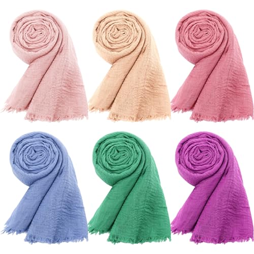 Geyoga 6 Pcs Women Scarf Shawl Hijab Scarves - color: Bright Colors
