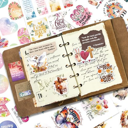 PRSTINCOL Bible Verse Stickers Book, 28 Pages 353 Pcs Religious Scripture Journaling Supplies for Women Water Bottles Journals - color: Bible Story