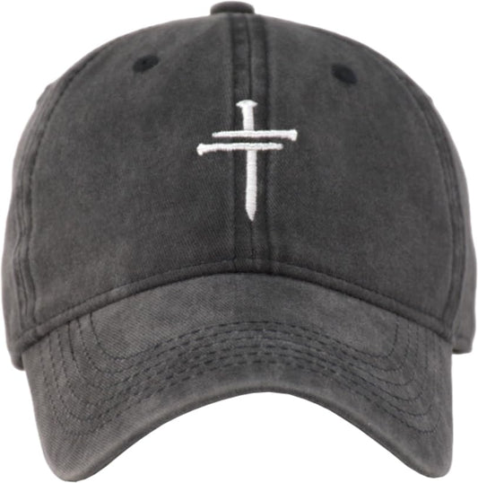 Christian Jesus Cross Vintage Hat Men Women Faith Baseball Hat Ideal Gift for Birthday Christmas Father's Mother's Day - color: Black