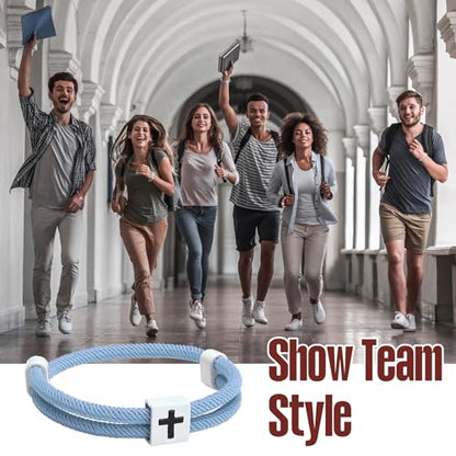 Landical 6 Pcs Cross Bracelet Men Adjustable Braided Rope - color: Light Color