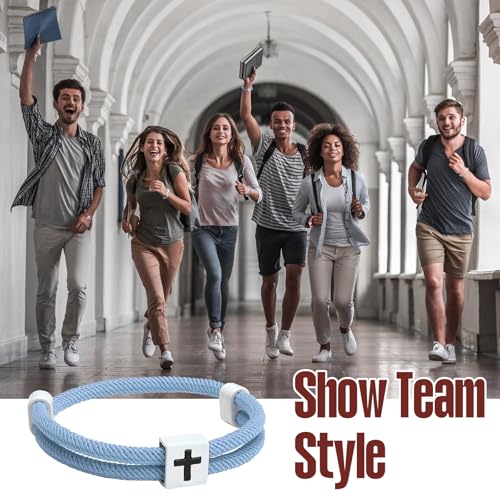 Landical 6 Pcs Cross Bracelet Men Adjustable Braided Rope - color: Light Color