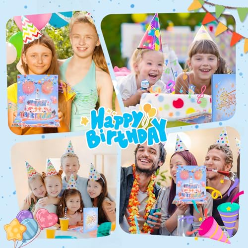 3D pop-up music birthday card - LED Light Cake Greeting Card - color: Cake - Blue