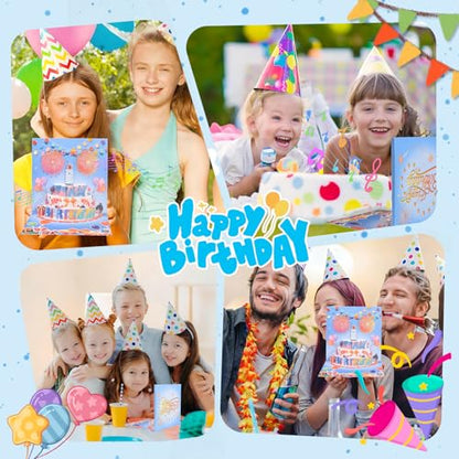 3D pop-up music birthday card - LED Light Cake Greeting Card - color: Cake - Blue