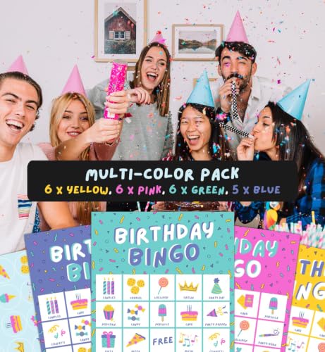 Markt Birthday Party Games for Kids, Birthday Bingo Game, Kids Party Games, Kid Bingo Game Decorations, Activities and Supplies for Girls or Boys (Multi-Color Pack) - color: Birthday Bingo – Multicolor