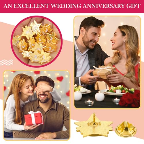 Tigeen 12 Pcs Year Service Reward Pins Star Enamel Pins, 3 Years - style: 3 Years