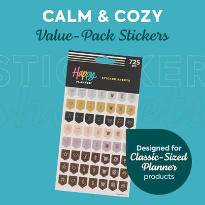 Happy Planner Classic Sticker Pack for Planners, 15 Sheets - color: Calm & Cozy