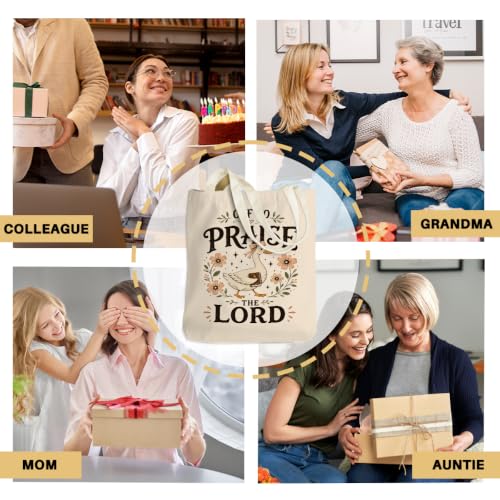 Baseball Soccer Softball Mama Canvas Tote Bag, Christian Tiger Duck Shoulder Bag - color: Praise Lord 530
