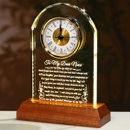 Arikyrist Glass Clock Niece Gifts from Auntie Uncle on Graduation Birthday - color: Niece