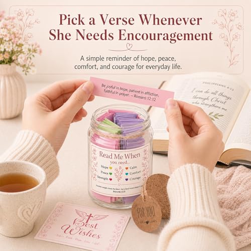 Bible Verses Jar for Women, 92 Bible Verses Read Me When You Need, Christian Gifts for Women, Friends, Mom, Sister, Daughter - color: Read This When Bible Verses Jar