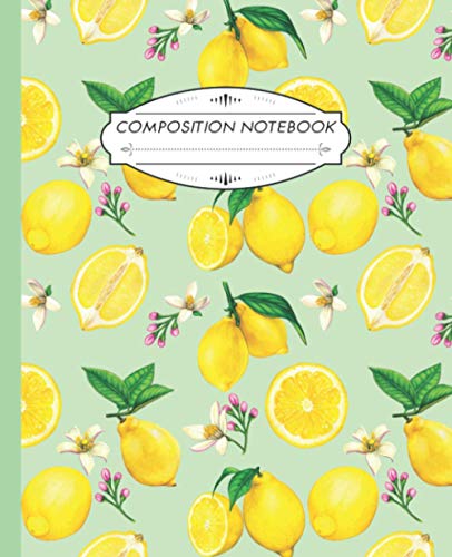 Composition Notebook: Wide Ruled Lined Paper Notebook Journal | Lemon Watercolor Pattern | Workbook for Girls Kids Teens Students for Back to School and Home College Writing Notes