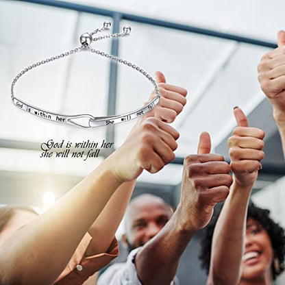 Sterling Silver Engraved Inspirational Adjustable Infinity Bracelet Graduation Gift for Mother Sister Best Friend Jewelry for Women