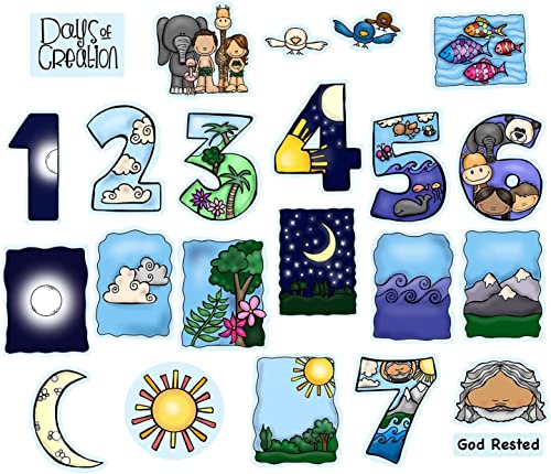 Days of Creation 23 Felt Figures Bible Felt Flannel Board Lesson coloring - size: 1-Medium Days of Creation Set