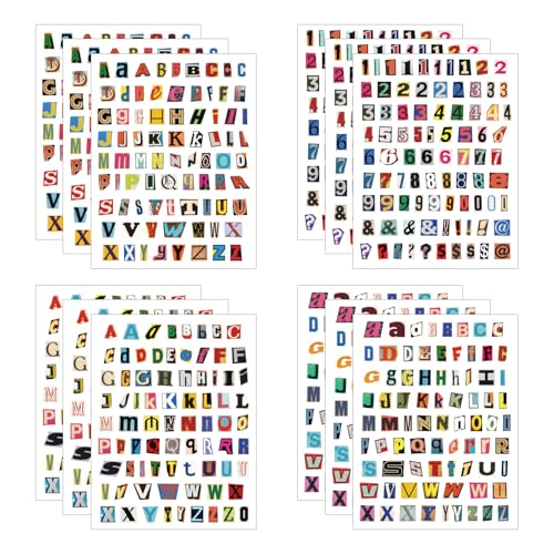 800Pcs Magazine Letter Stickers, Number Alphabet for Journal Scrapbook - color: Letter Stickers