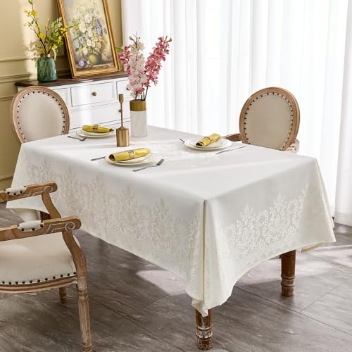 Persian Paisley Jacquard Tablecloth, Rectangular, 60 x 84 inches, Ivory - size: 84" x 60" (Rectangular)