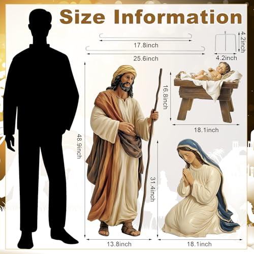 MorningRo 3 Pcs Metal Christmas Outdoor Nativity Scene Set (Retro) - size: 48.9''H