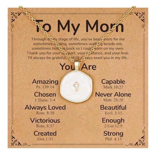 Cross Necklace for Granddaughter Daughter Jewelry Gifts - color: White, style: Mom