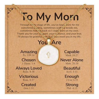 Cross Necklace for Granddaughter Daughter Jewelry Gifts - color: White, style: Mom