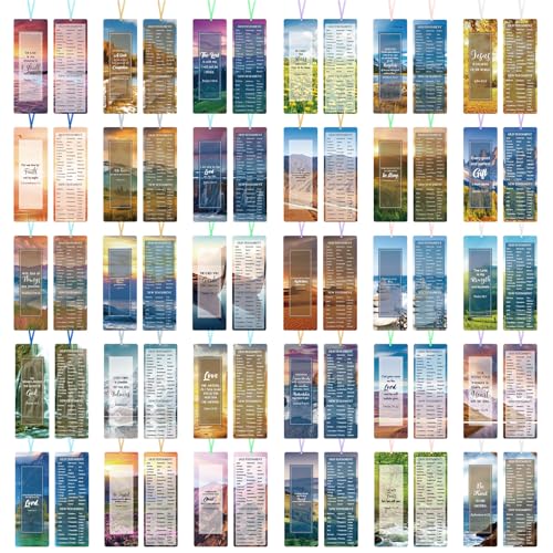 Chinco 120 Pack Bible Verse Bookmarks Scenery Christian Inspirational Scripture Book Markers Religious Motivational Encouragement Page Markers for Church Office Reading Lover Gifts - style: Scenery Style