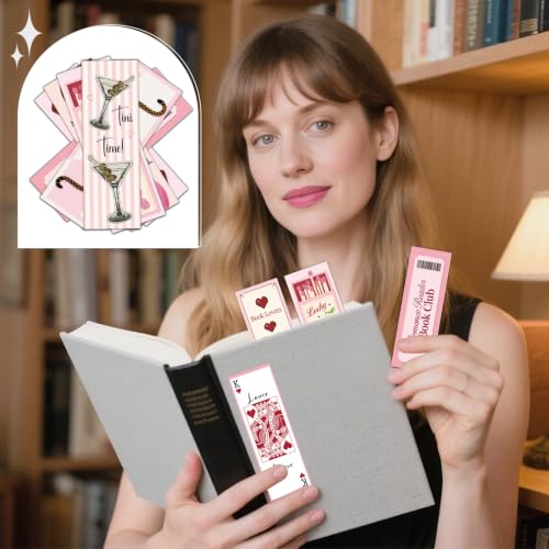 100 Pcs Pink Book Lover Bookmark Gifts Book Marks for Reading - color: Pink Book Lover