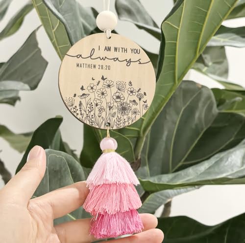 Christian Car Charm Cute Rear View Mirror Accessories for Women - color: Pink