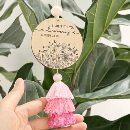Christian Car Charm Cute Rear View Mirror Accessories for Women - color: Pink