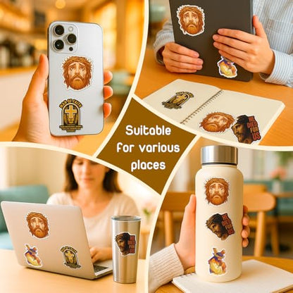 4 Pcs Jesus Stickers - Religious Christian Waterproof Vinyl Decals - color: Jesus Christ Stickers