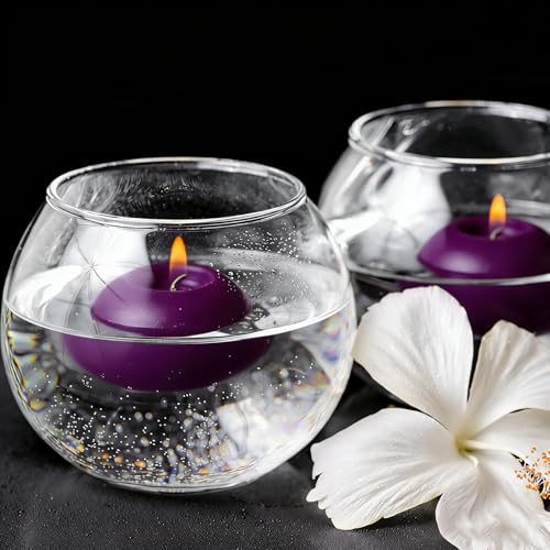Purple Floating Candles 3 Inch 12 Pack - color: Purple, size: D：3 in