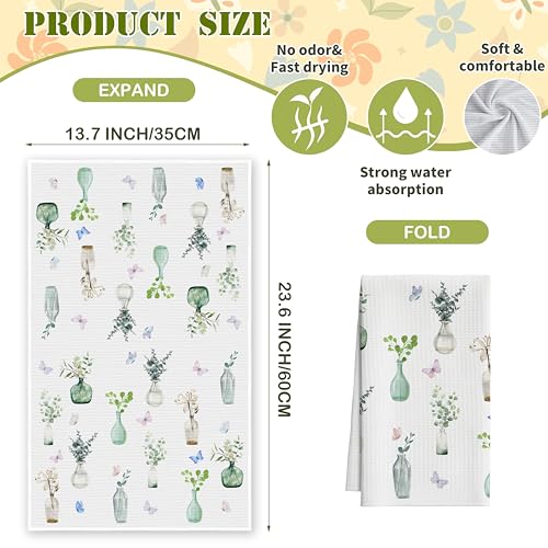 Green Plant Bottle Kitchen Towels, Gardening Plant Lovers Dish Towel For Bathroom, Eucalyptus Butterfly Decorative Hand Towels, Sage Green Leaves Fast Drying Tea Towel, Spring Gifts Home Decor-S26 - color: Green Plant Bottle