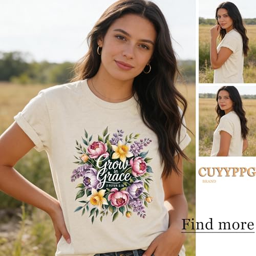 Christian T Shirts for Women God Jesus Faith Graphic Tees - color: Beige-h, size: Small