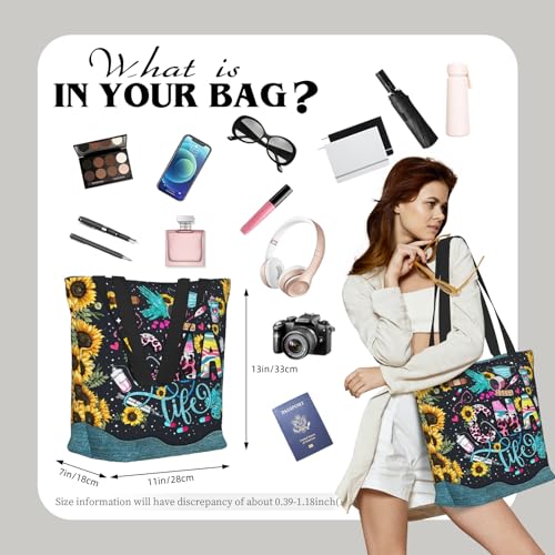 Tote Bag For Women, Tote Bag With Zipper Large Shoulder Bag For Women Travel, Work, Office, College, Nursing - color: Cna Life