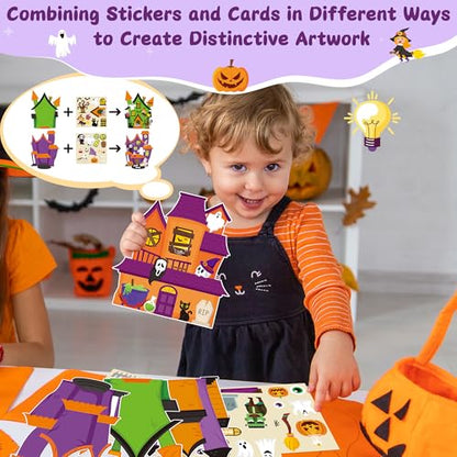 CY2SIDE Halloween Haunted House Scene Sticker - 12 Set Halloween Ghost Sticker for School Rewards, Haunted House Scene for Classroom Activities - style: Haunted house
