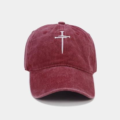 Quanhaigou Baseball Cap Dad Hat Adjustable Fashion Hats for Men Women Polo Trucker Unisex Style Headwear - color: Cross Nails Burgundy