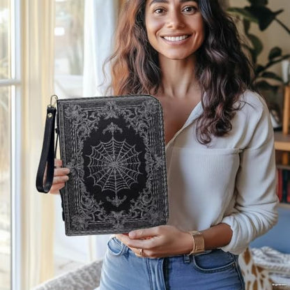 Bible Case for Women Men Large Size Bible Cover Case Book Sleeve Scripture Study Bible Carrier Bag,Size L-2XL - color: Black Spider Web, size: Large