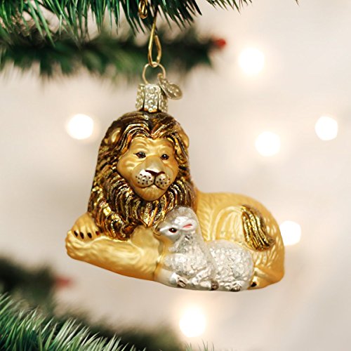 Old World Christmas Spiritual Gifts Lion and Lamb Glass Blown Ornament for Christmas Tree, Handcrafted Holiday Decoration, Religion Collection - style: Lion Lamb
