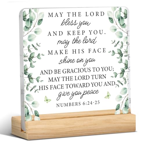 Christian Decor,Religious Gifts,Jesus Decor, May the Lord Bless You Bible Verses Sign,Inspirational Gifts for Women Men Bible Verse Home Office Prayer Room Acrylic Plaque Sign - color: May The Lord Bless You And Keep You.May The Lord Make His Face Shine O