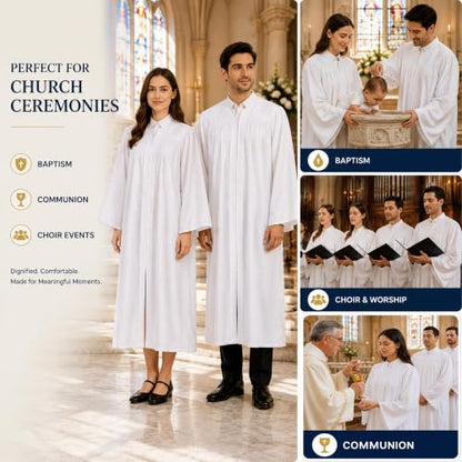 Happy Secret Adult Matte Choir Robe for Church, Graduation and Ceremonies - color: White, size: 42(4'9"-4'11")