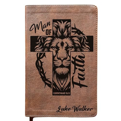 Personalized NLT Personal Size Giant Print Bible – Filament Enabled | LeatherLike Rustic Brown, Indexed Red Letter Edition | Custom Engraved | 12-Point Large Print | New Living Translation with Filament App, Verse Finder & Maps | 8.875” x 5.875” (Man of F